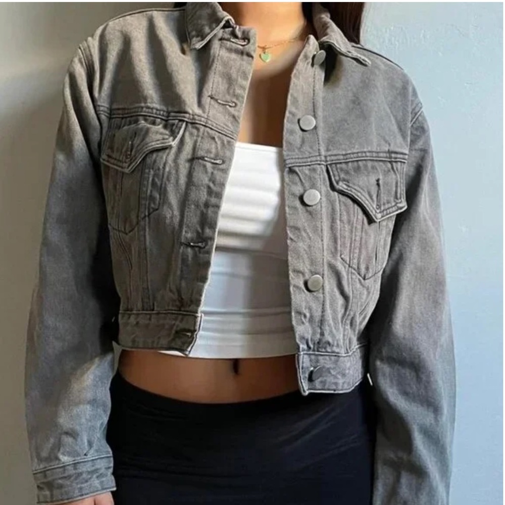 Denim charcoal grey Princess Polly Jacket